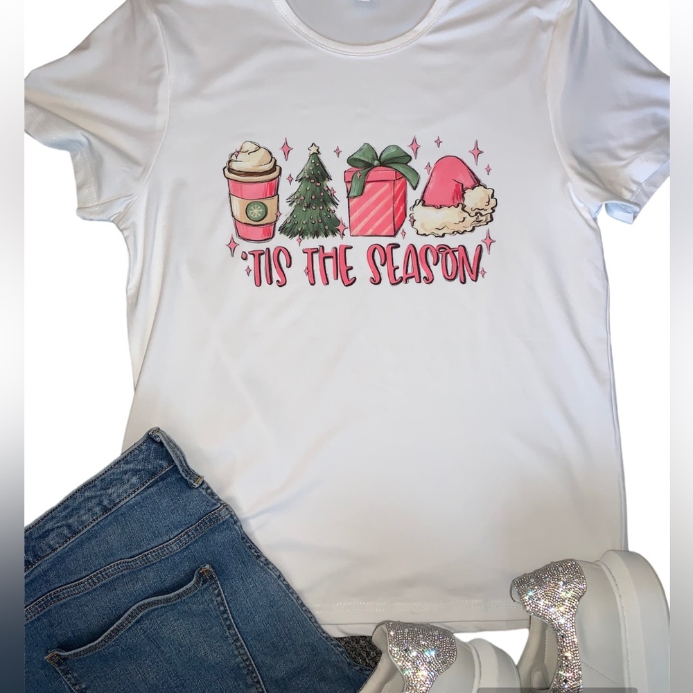💖Tis the season Crewneck Tee Pink